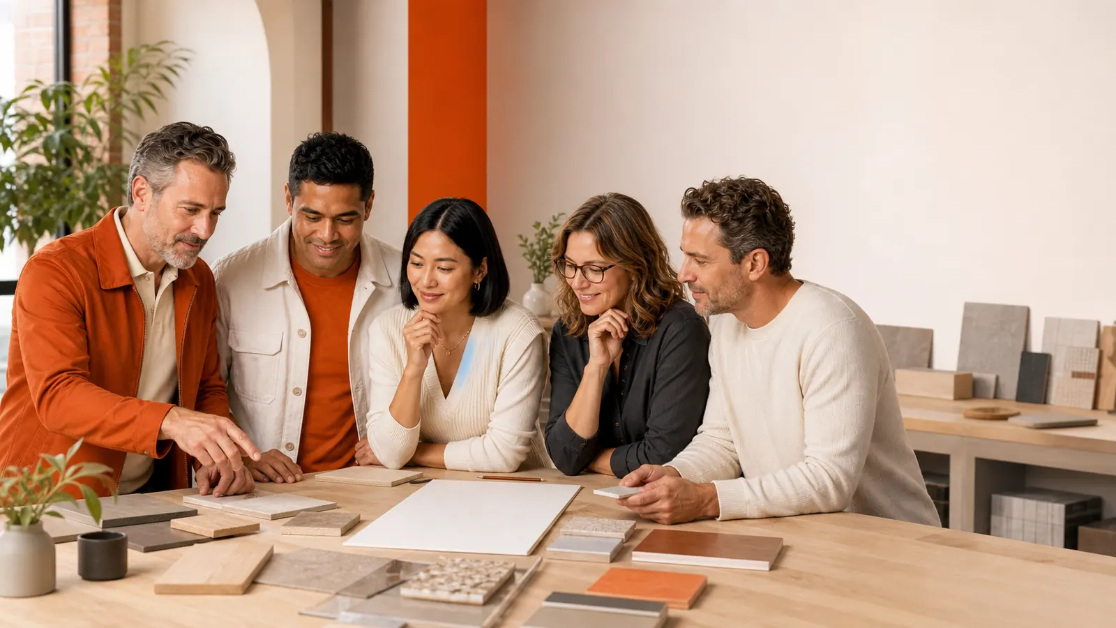 Local professionals collaborating around a project table